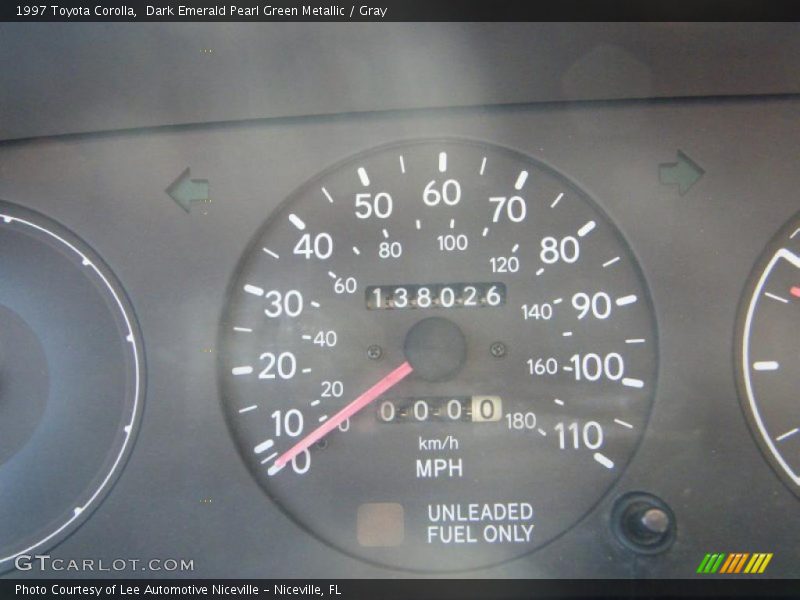 Dark Emerald Pearl Green Metallic / Gray 1997 Toyota Corolla