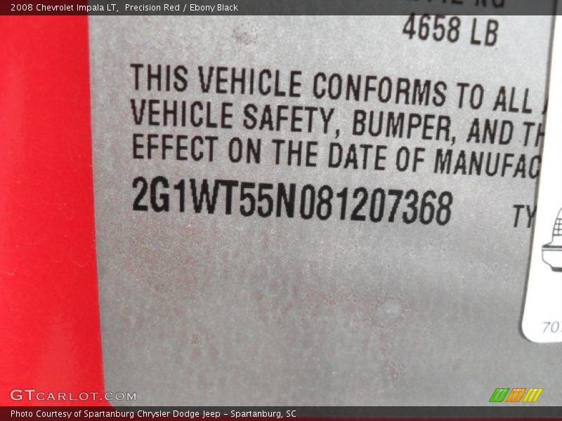 Precision Red / Ebony Black 2008 Chevrolet Impala LT