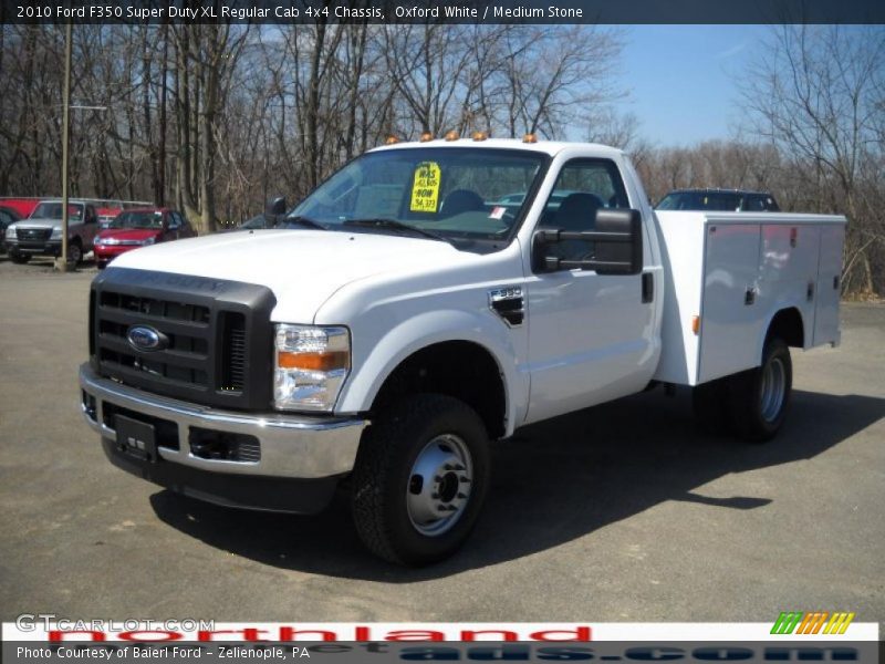 Oxford White / Medium Stone 2010 Ford F350 Super Duty XL Regular Cab 4x4 Chassis