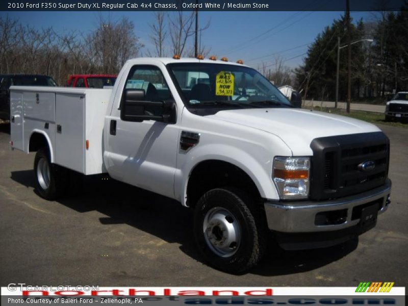 Oxford White / Medium Stone 2010 Ford F350 Super Duty XL Regular Cab 4x4 Chassis