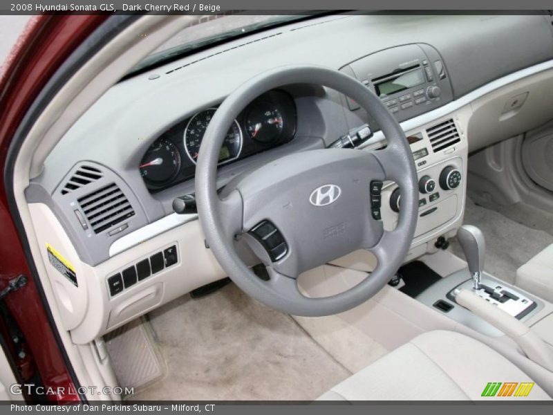 Dark Cherry Red / Beige 2008 Hyundai Sonata GLS