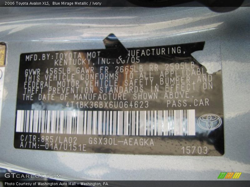 Blue Mirage Metallic / Ivory 2006 Toyota Avalon XLS