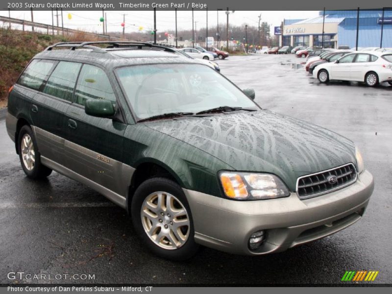 Timberline Green Pearl / Beige 2003 Subaru Outback Limited Wagon