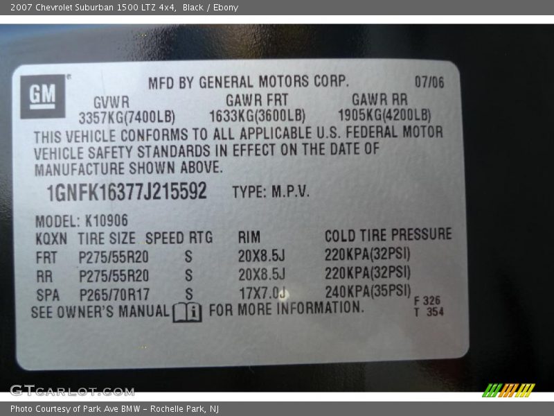 Black / Ebony 2007 Chevrolet Suburban 1500 LTZ 4x4