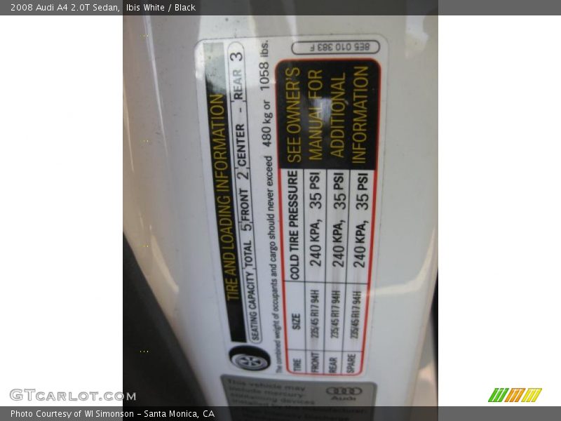 Ibis White / Black 2008 Audi A4 2.0T Sedan