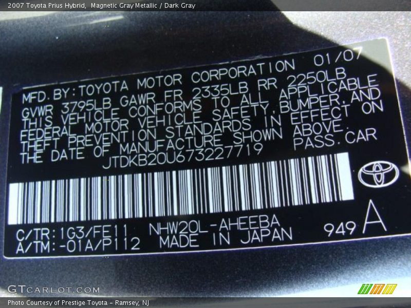 Magnetic Gray Metallic / Dark Gray 2007 Toyota Prius Hybrid
