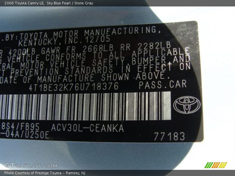 Sky Blue Pearl / Stone Gray 2006 Toyota Camry LE