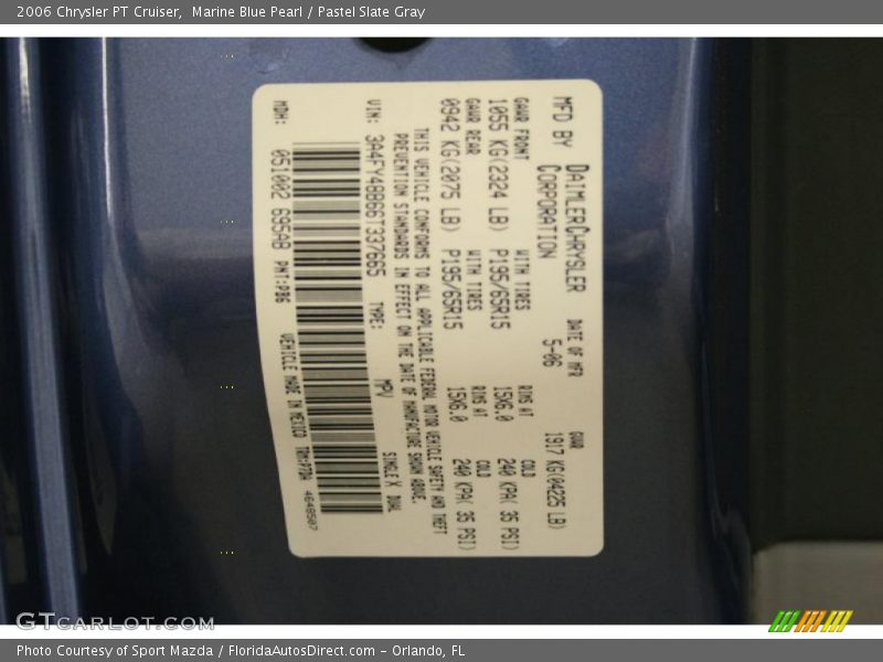 Marine Blue Pearl / Pastel Slate Gray 2006 Chrysler PT Cruiser