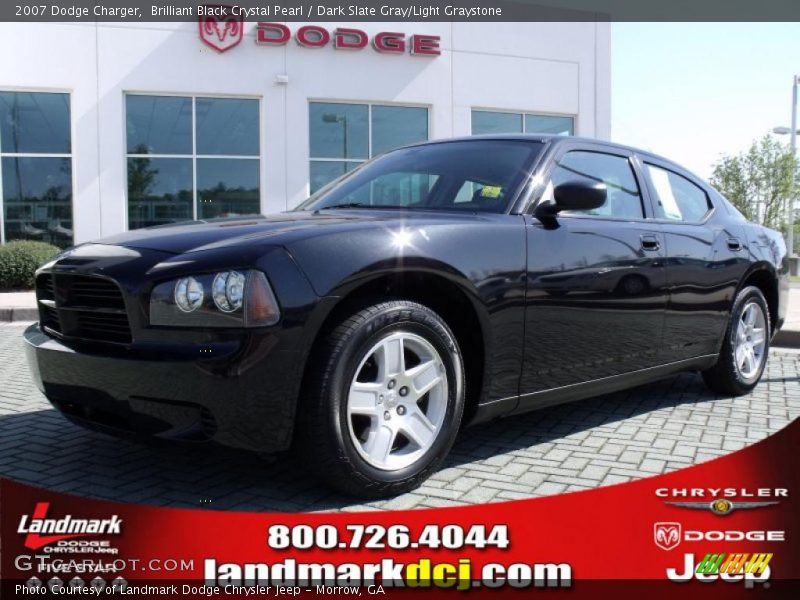 Brilliant Black Crystal Pearl / Dark Slate Gray/Light Graystone 2007 Dodge Charger