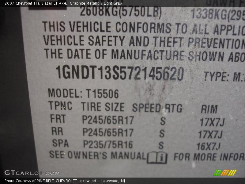 Graphite Metallic / Light Gray 2007 Chevrolet TrailBlazer LT 4x4