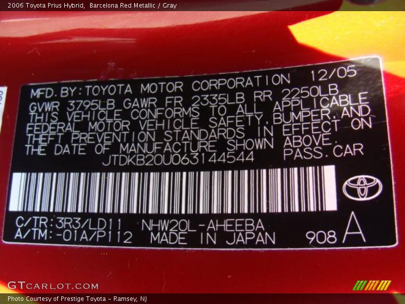 Barcelona Red Metallic / Gray 2006 Toyota Prius Hybrid