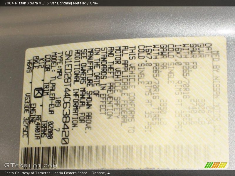 Silver Lightning Metallic / Gray 2004 Nissan Xterra XE