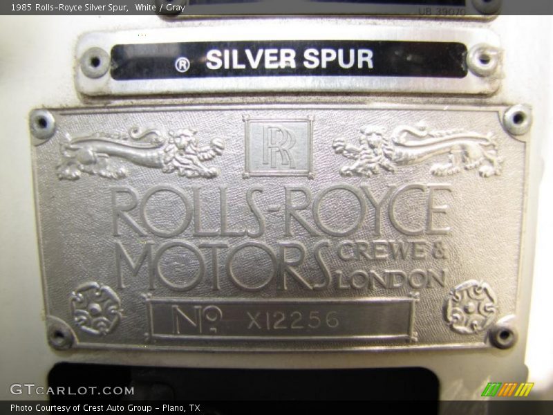 White / Gray 1985 Rolls-Royce Silver Spur