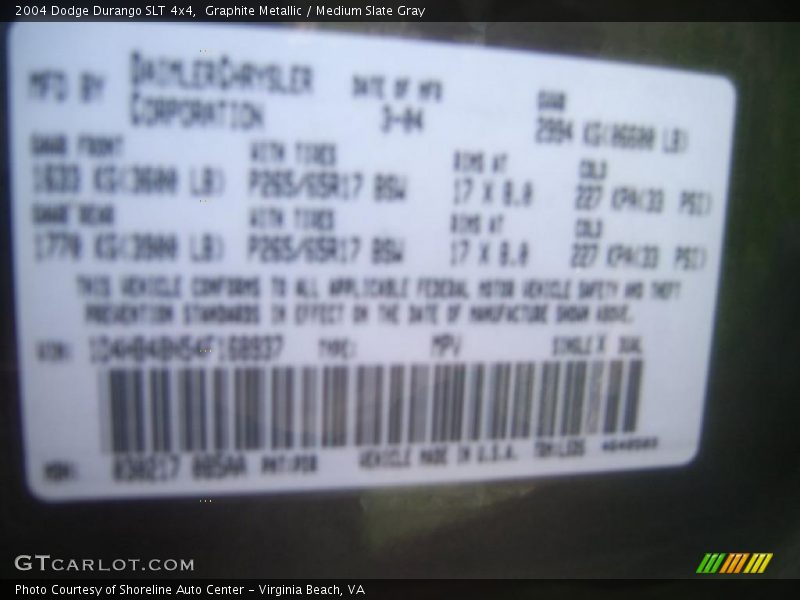 Graphite Metallic / Medium Slate Gray 2004 Dodge Durango SLT 4x4