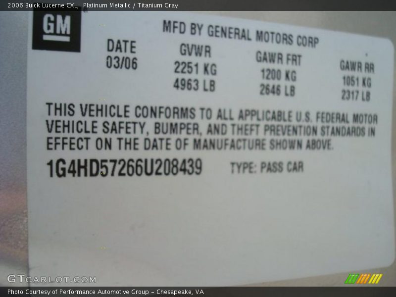 Platinum Metallic / Titanium Gray 2006 Buick Lucerne CXL