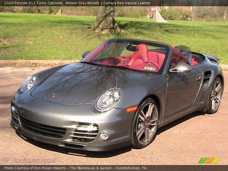 Meteor Grey Metallic / Carrera Red Natural Leather 2010 Porsche 911 Turbo Cabriolet