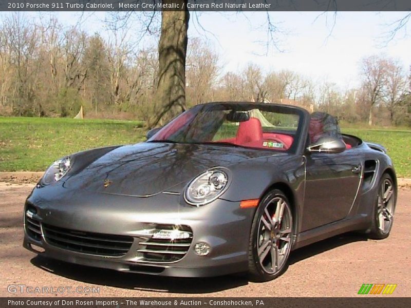 Meteor Grey Metallic / Carrera Red Natural Leather 2010 Porsche 911 Turbo Cabriolet