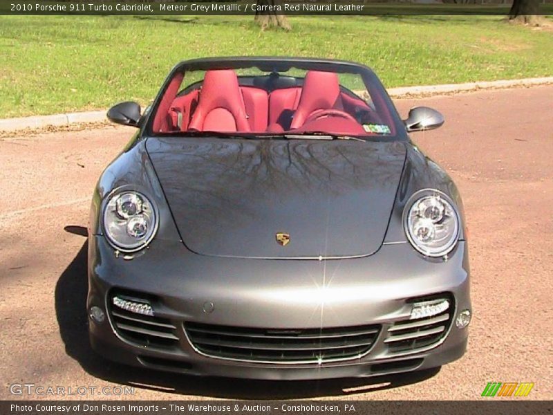 Meteor Grey Metallic / Carrera Red Natural Leather 2010 Porsche 911 Turbo Cabriolet