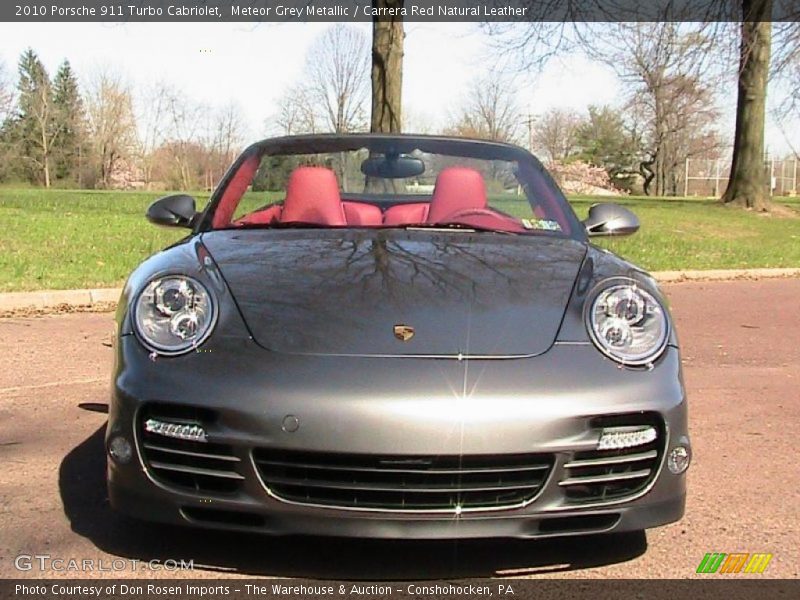Meteor Grey Metallic / Carrera Red Natural Leather 2010 Porsche 911 Turbo Cabriolet