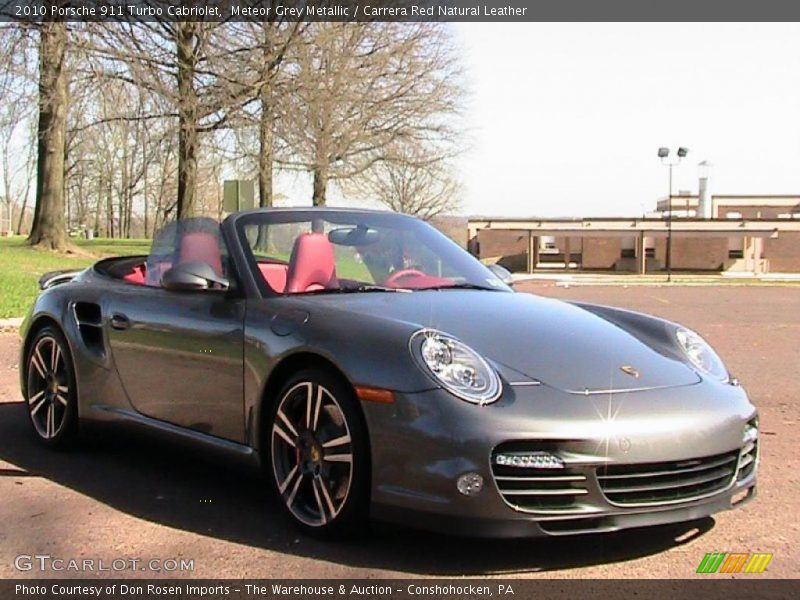 Meteor Grey Metallic / Carrera Red Natural Leather 2010 Porsche 911 Turbo Cabriolet