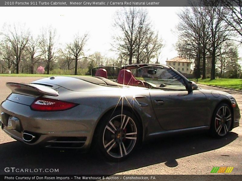 Meteor Grey Metallic / Carrera Red Natural Leather 2010 Porsche 911 Turbo Cabriolet