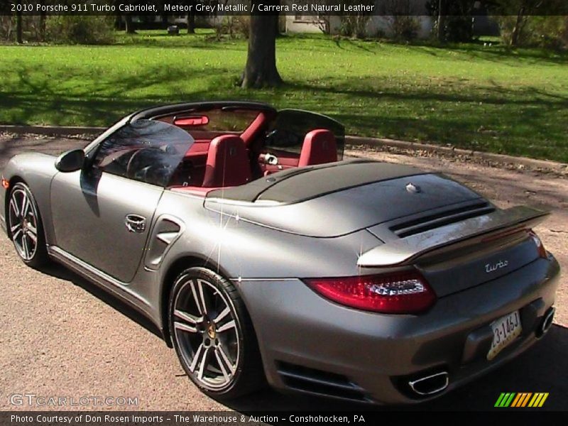 Meteor Grey Metallic / Carrera Red Natural Leather 2010 Porsche 911 Turbo Cabriolet