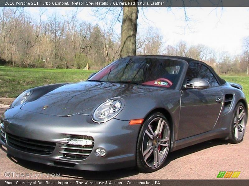 Meteor Grey Metallic / Carrera Red Natural Leather 2010 Porsche 911 Turbo Cabriolet