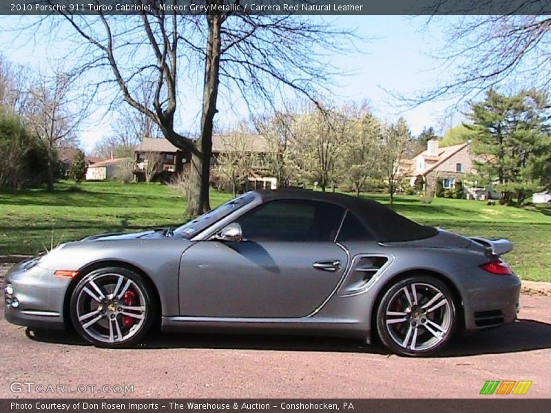 Meteor Grey Metallic / Carrera Red Natural Leather 2010 Porsche 911 Turbo Cabriolet