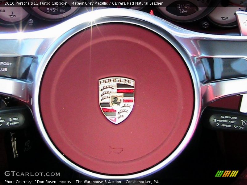Meteor Grey Metallic / Carrera Red Natural Leather 2010 Porsche 911 Turbo Cabriolet
