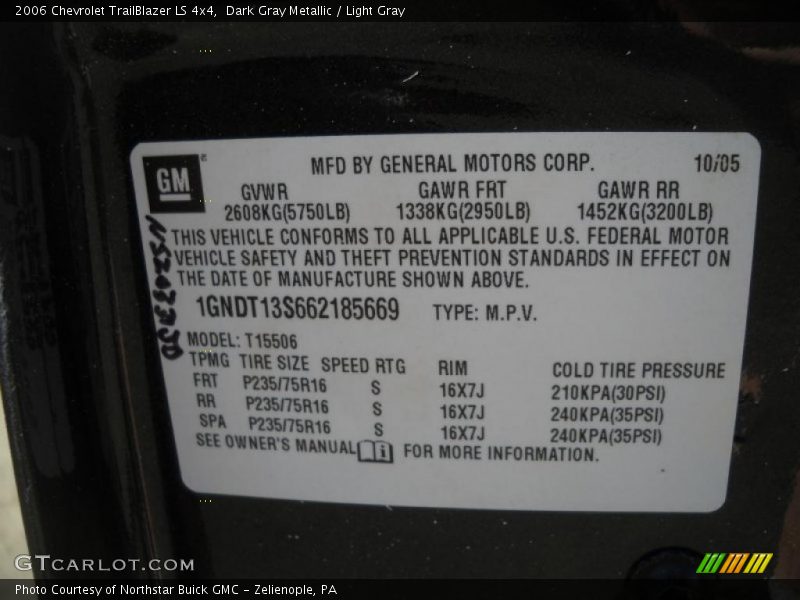 Dark Gray Metallic / Light Gray 2006 Chevrolet TrailBlazer LS 4x4