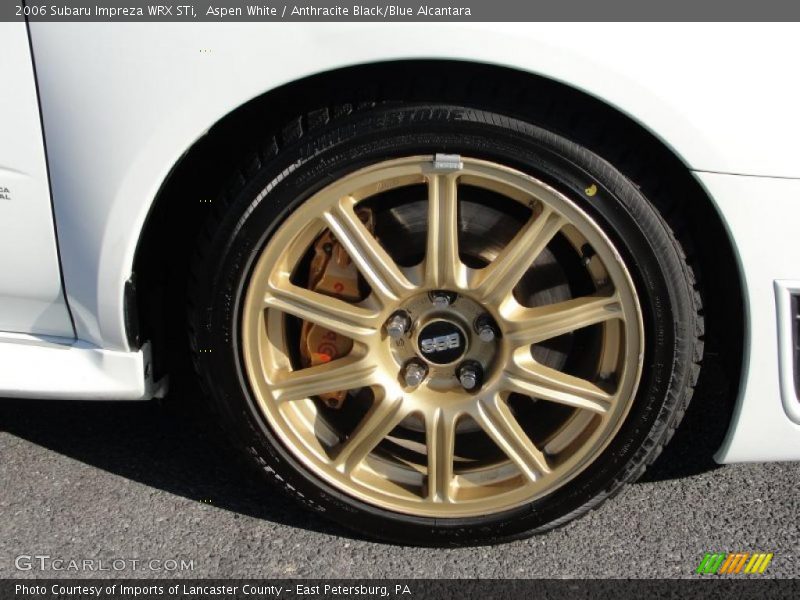 Aspen White / Anthracite Black/Blue Alcantara 2006 Subaru Impreza WRX STi