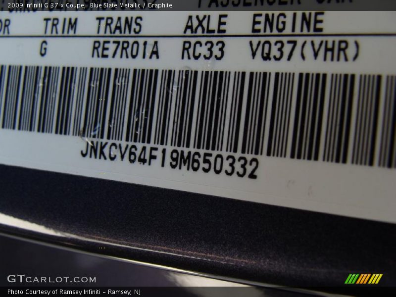 Blue Slate Metallic / Graphite 2009 Infiniti G 37 x Coupe