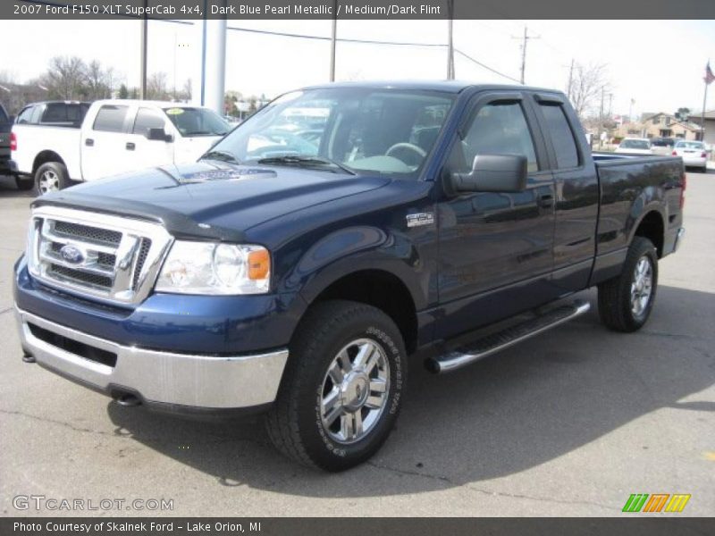 Dark Blue Pearl Metallic / Medium/Dark Flint 2007 Ford F150 XLT SuperCab 4x4
