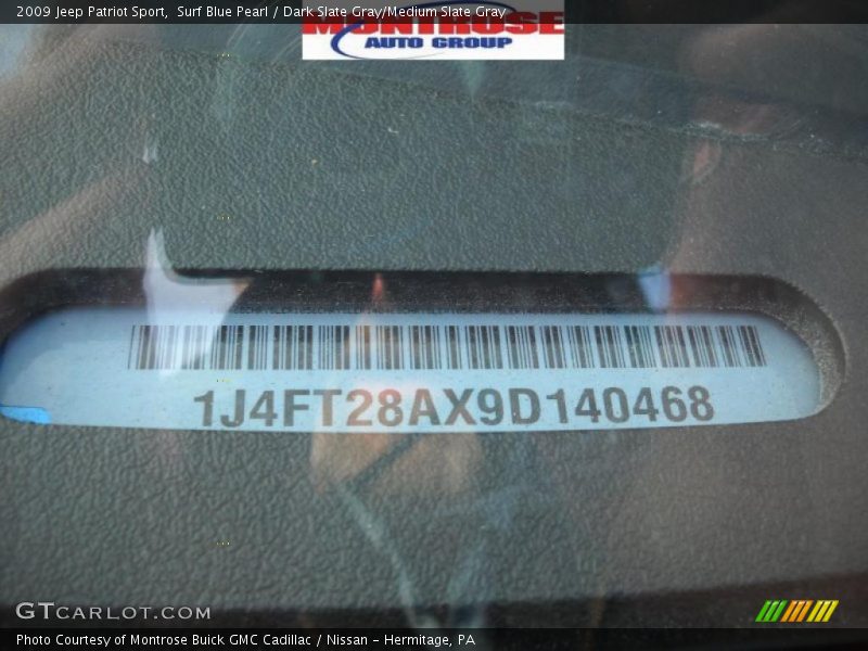 Surf Blue Pearl / Dark Slate Gray/Medium Slate Gray 2009 Jeep Patriot Sport