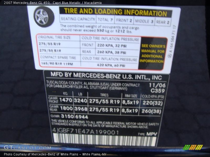 Capri Blue Metallic / Macadamia 2007 Mercedes-Benz GL 450