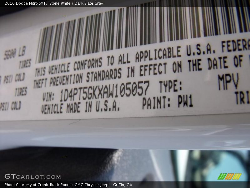 Stone White / Dark Slate Gray 2010 Dodge Nitro SXT