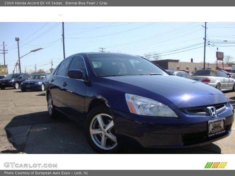 Eternal Blue Pearl / Gray 2004 Honda Accord EX V6 Sedan