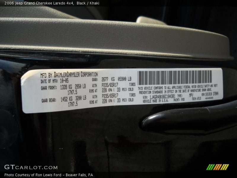Black / Khaki 2006 Jeep Grand Cherokee Laredo 4x4