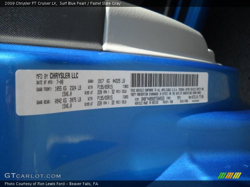 Surf Blue Pearl / Pastel Slate Gray 2009 Chrysler PT Cruiser LX