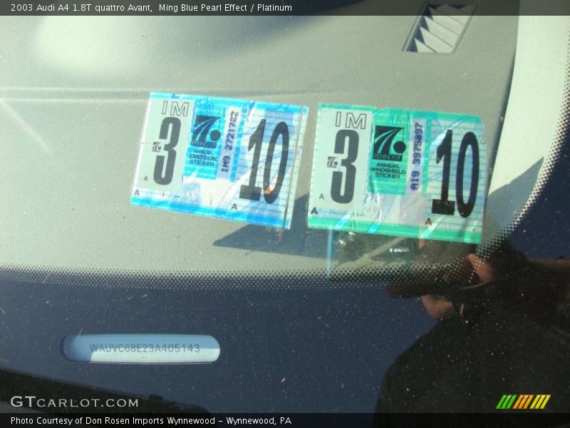 Ming Blue Pearl Effect / Platinum 2003 Audi A4 1.8T quattro Avant