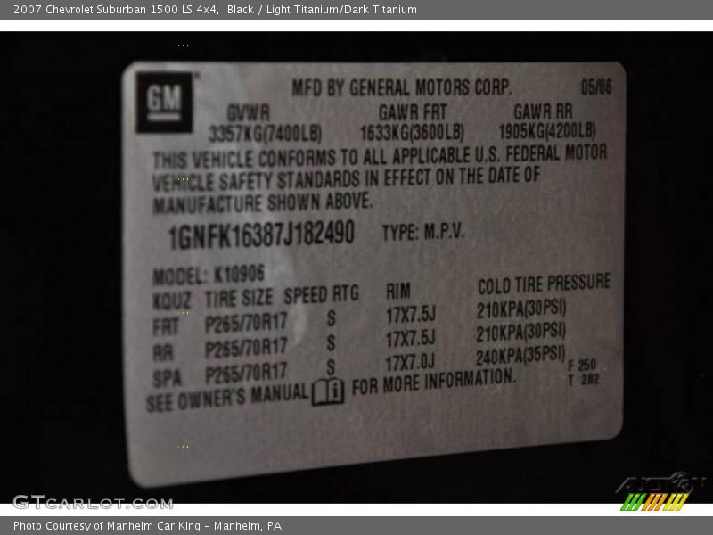 Black / Light Titanium/Dark Titanium 2007 Chevrolet Suburban 1500 LS 4x4