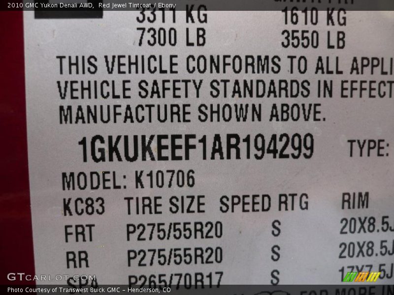 Red Jewel Tintcoat / Ebony 2010 GMC Yukon Denali AWD