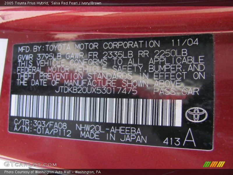 Salsa Red Pearl / Ivory/Brown 2005 Toyota Prius Hybrid