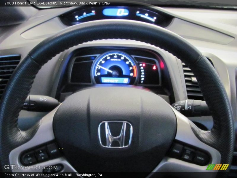 Nighthawk Black Pearl / Gray 2008 Honda Civic EX-L Sedan