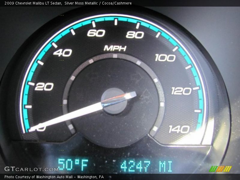 Silver Moss Metallic / Cocoa/Cashmere 2009 Chevrolet Malibu LT Sedan