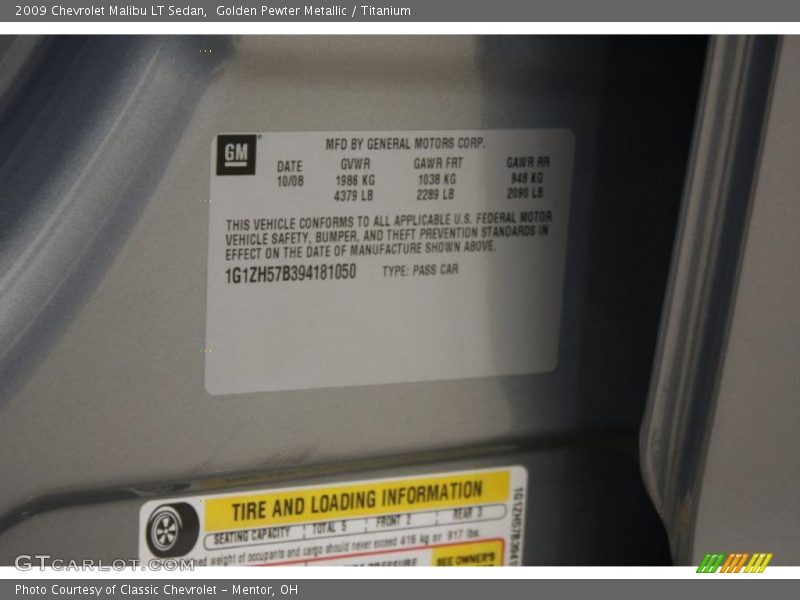 Golden Pewter Metallic / Titanium 2009 Chevrolet Malibu LT Sedan