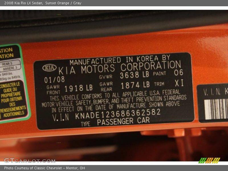 Sunset Orange / Gray 2008 Kia Rio LX Sedan