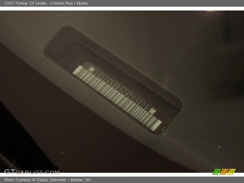 Crimson Red / Ebony 2007 Pontiac G6 Sedan