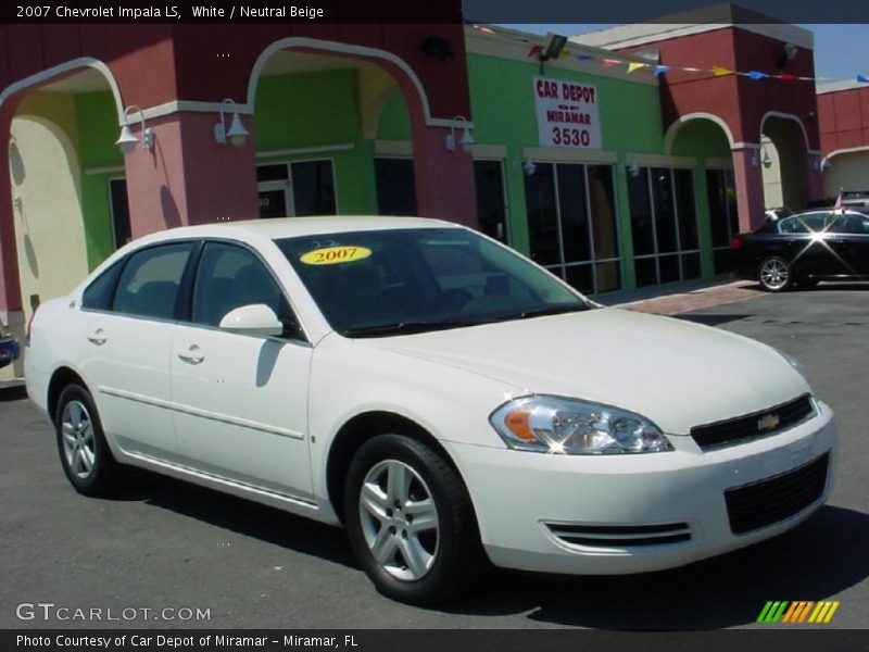 White / Neutral Beige 2007 Chevrolet Impala LS