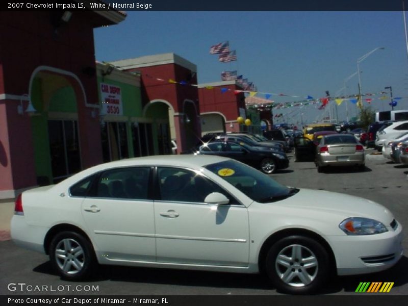 White / Neutral Beige 2007 Chevrolet Impala LS